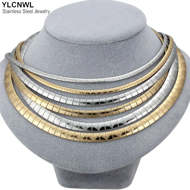 

Stainless Steel Choker Necklace For Women Silver Gold Color Snake Chain Flat Charm Necklaces Bohemia Jewelry Party Gift