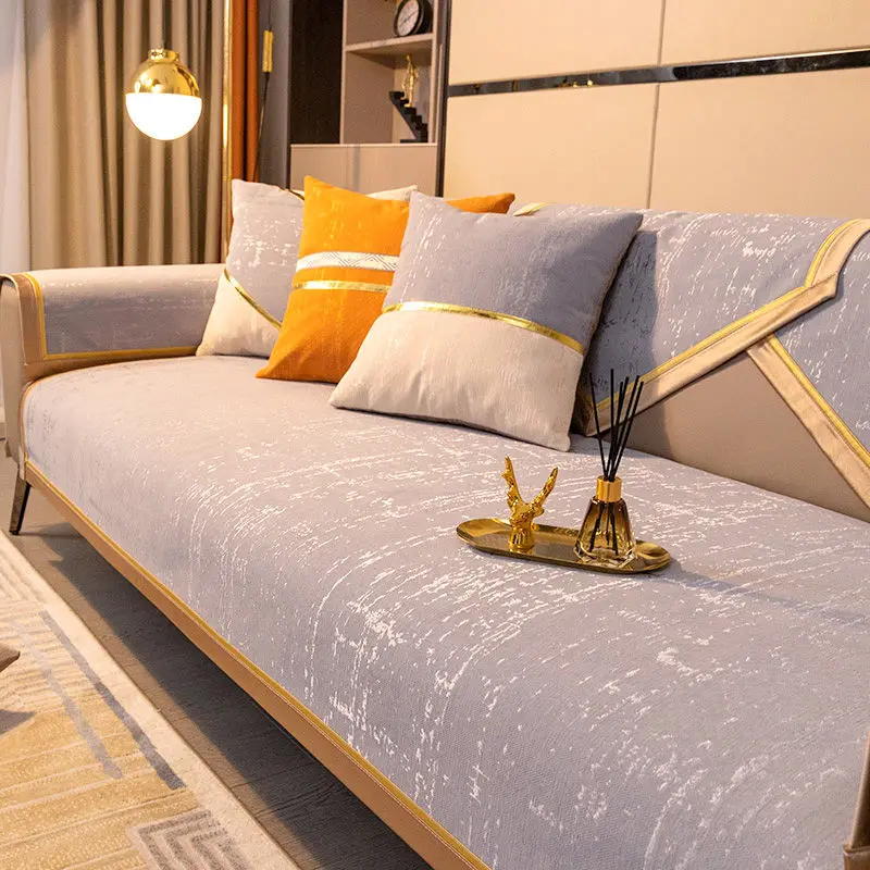 

Чехол для дивана из синели в скандинавском стиле для гостиной, однотонная подушка для дивана, L-образный чехол для дивана, нескользящий подлокотник для дивана, коврик для спинки