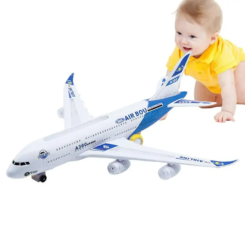 

Kids Flying Airplane Toy A380 Airplane Toys With LED Flashing Lights Music Bump And Go Action Toddler Toy Plane Airplane Great