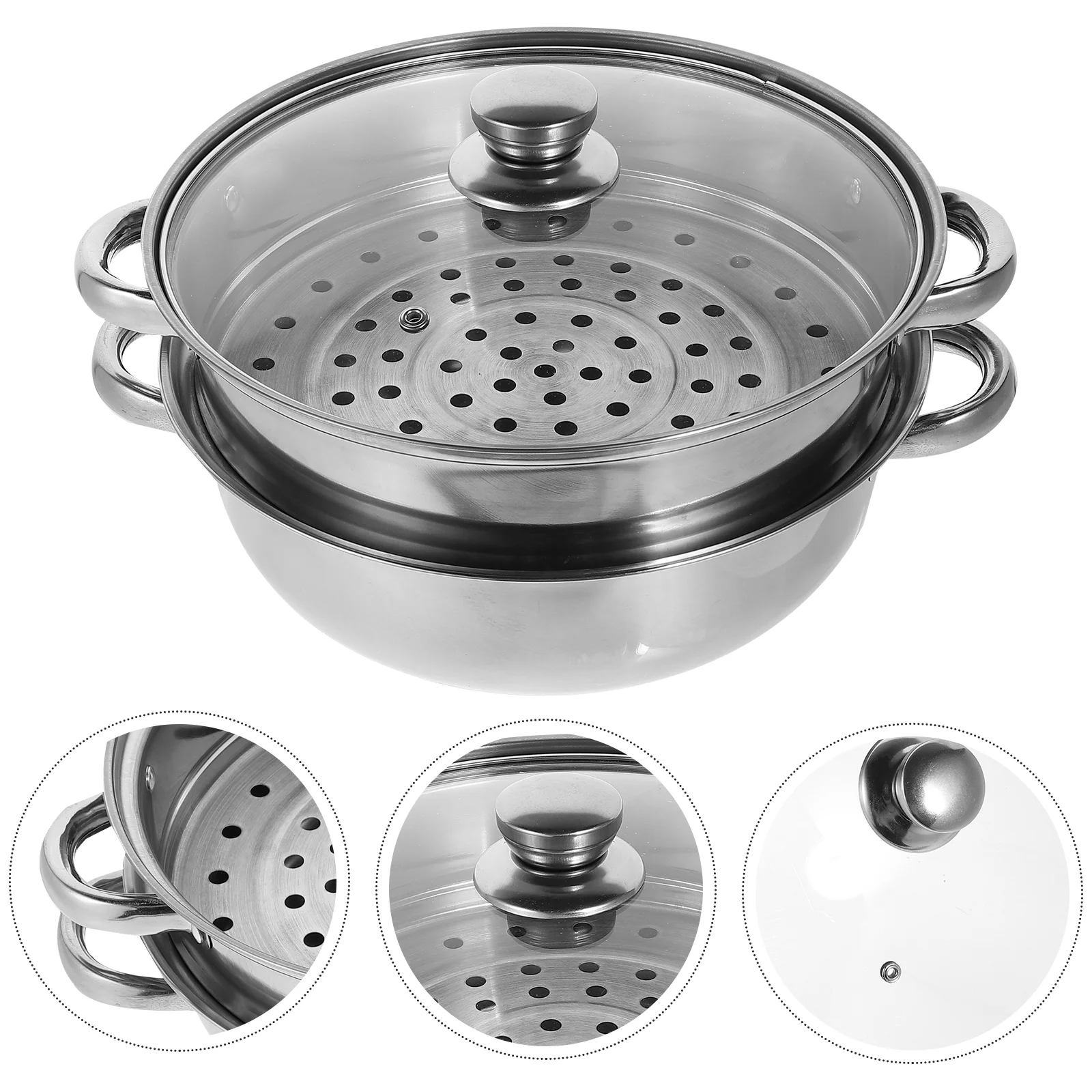 

Steamer Pot Steam Cooking Stainless Kitchen Metal Sum Dim Seafood Pasta Pan Steel Asian Induction Crab Steaming Vegetable Basket