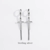 925 sterling silver female cross earring excellent elegant long tassel chain earring for girl woman fashion temperament jewelry