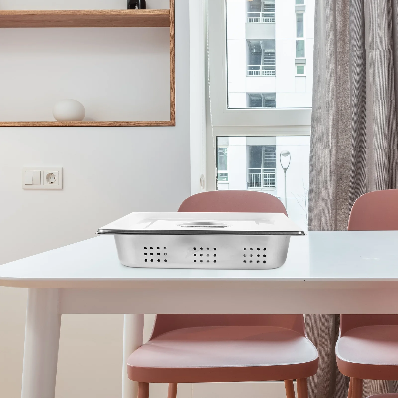 

Buffet Dish Tray Hotel Pans Lids Drain Entertaining Dishes Plates Party Metal Food Serving Snack