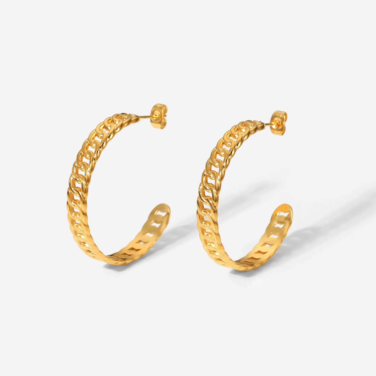 

Stainless Steel PVD 18K Gold Plated Tarnish Waterproof Cutout CC Hoop Earrings For Woman Jewelry Wholesale Trendy