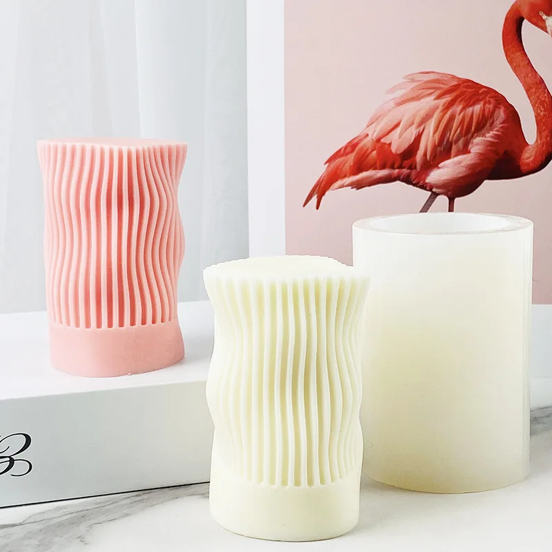 

Geometric Cylindrical Water Ripple Candle Silicone Mold Aromatherapy Gypsum Ornament Handmade Soap Ice Baking Mould Home Decor