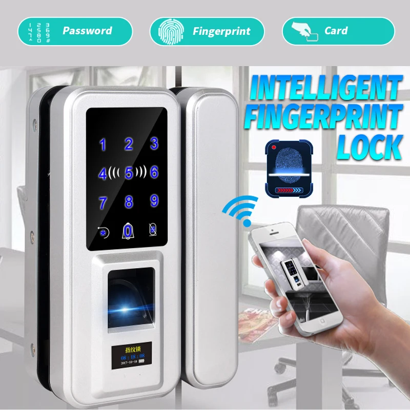 

Intelligent Keyless Glass Door Fingerprint Lock App Password With Remote Control