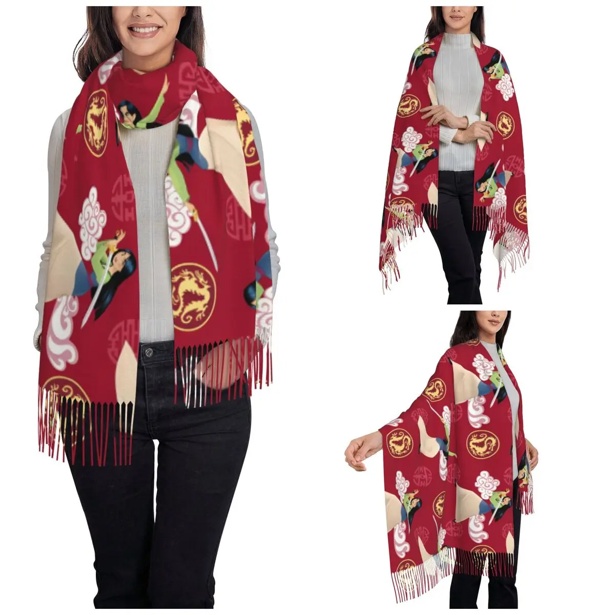 Красота шали принцессы Мулан женские зимние теплые большие мягкие шарфы шейный