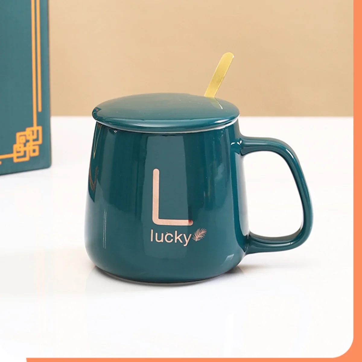 Набор Керамических Кофейных Чашек С Ложкой И Крышкой В Подарочной Упаковке -