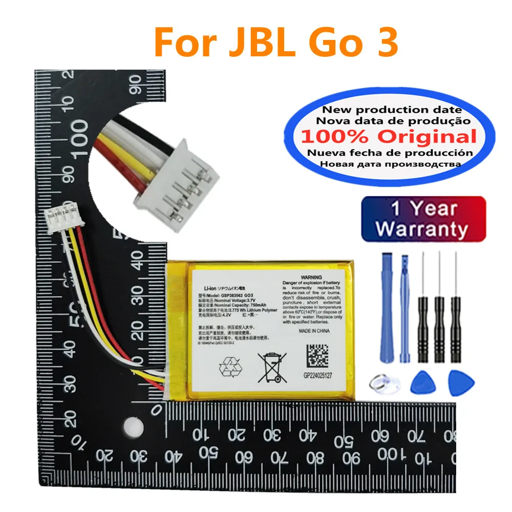 

Новинка 100% Оригинальный аккумулятор для динамика JBL Go 3 Go3 G03 GSP383562 750 мАч Special Edition Bluetooth Audio Bateria Batteri Battery