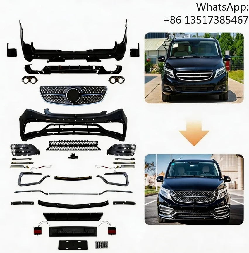 Фото Комплект внешнего обвеса для V-класса W447 (2016-2024), модель MPV, рестайлинг: передний и задний бамперы, решетка радиатора, комплект для тюнинга, аксессуары для модернизации №2