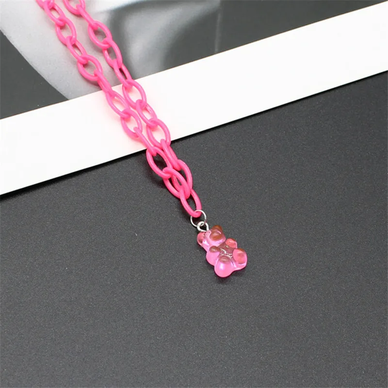 Ожерелье конфетного цвета в виде медведя из резины для женщин и девушек