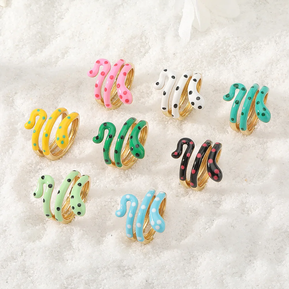 

Colorful Enamel Snake Rings For Women Geometric Open Adjustable Finger Ring 2022 Trend Boho Aesthetic Couple Jewerly Anillos