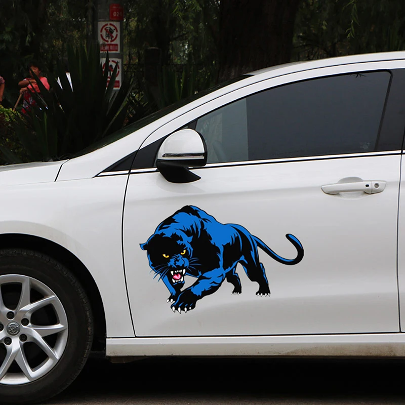 Мультяшные 3D наклейки на автомобиль животные Черная пантера вращающийся бампер