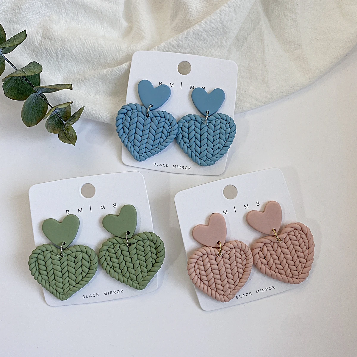 

AENSOA 22 Styles Unique Design Candy Color Sandy Effect Molded Braid Patton Handmade Polymer Clay Earrings Trendy Lovely Earring