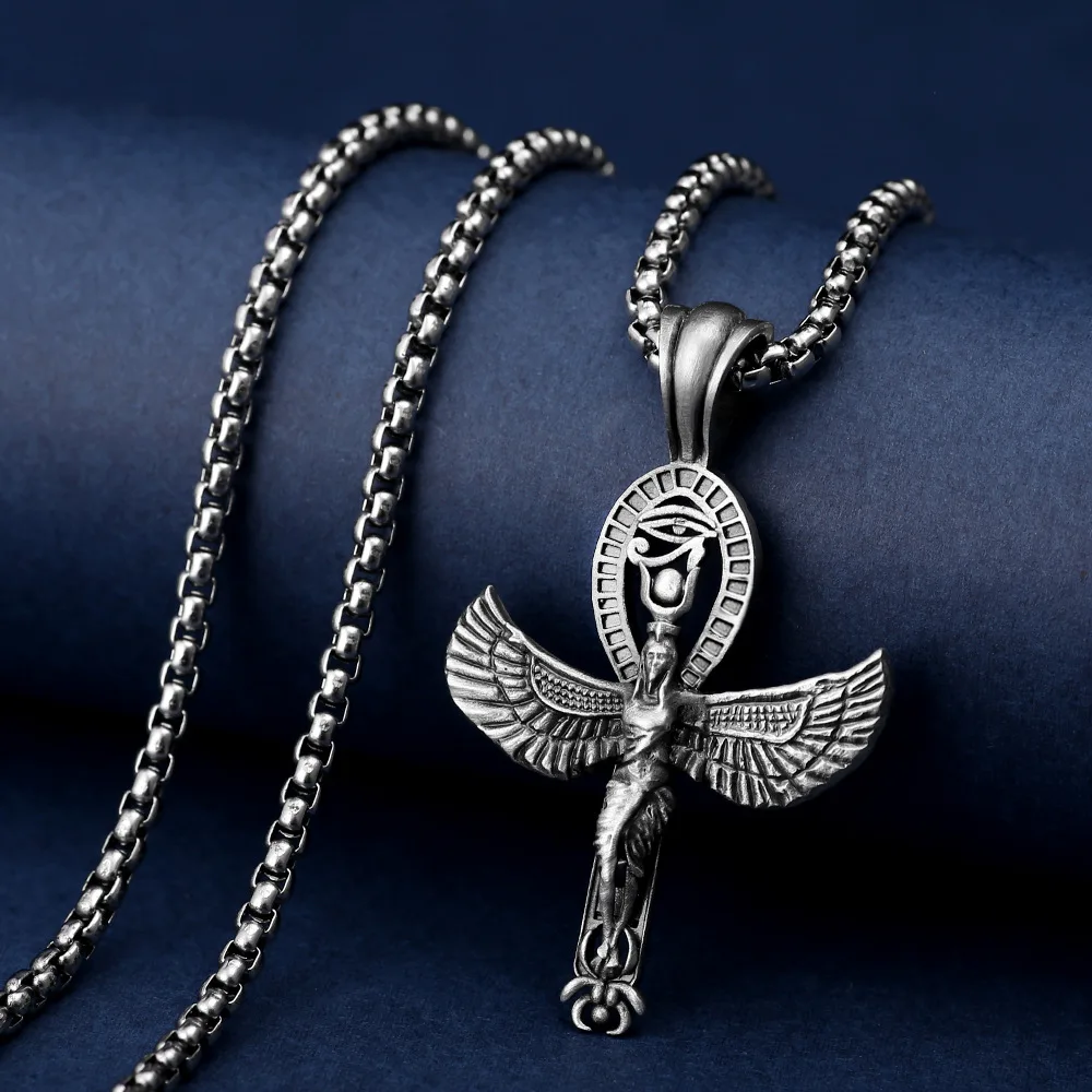 

2022 Fashion Stainless Steel Angel Pendant Necklaces Trendy Luck Goddess Jewelry Necklace For Men And Women