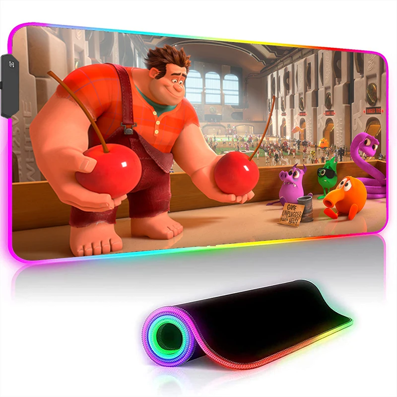 

Игровой коврик для мыши с подсветсветодиодный Wreck It Ralph Lauren, игровой коврик для компьютера, офиса, аксессуары для ПК, светящийся Настольный к...