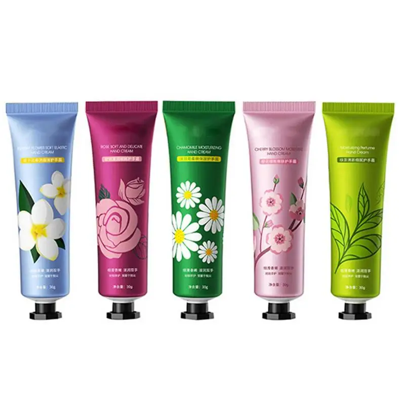 

Hand Lotion Set Natural Fragrance Scented Hand Care Cream Winter 5pcs Nourishing Hand Care Cream For Dry Cracked Hands Body And