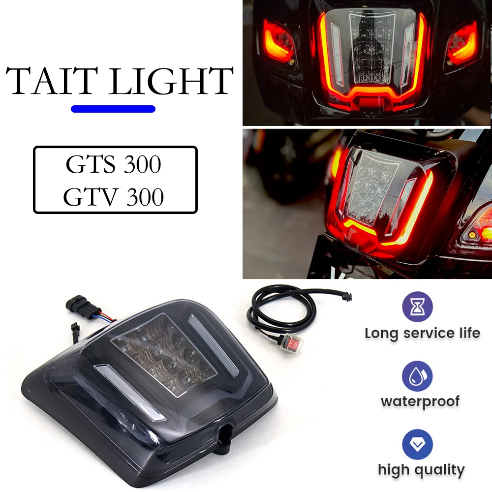 

For Vespa gts 300 Accessories GTS300 HPE Supertech GTV 300 Sei Giorni LED Tail light Dynamic Light Rear Lights For Vespa GTS GTV