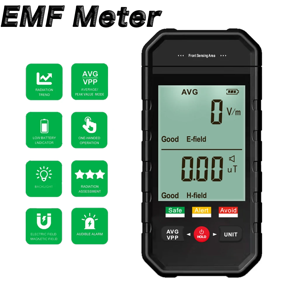 Emf Medidor de Radiação Eletromagnética Detector Campo Elétrico Tester Magnetics Campo Teste Rádio Som Luz Alarme Emf Medidor Medidores de corrente