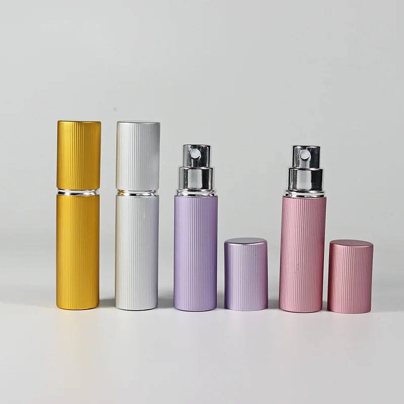 5pcs 5ML Portable Aluminum Perfume Refillable Bottle Glass Spray Empty Container Dispenser Atomizer for Travel Essential