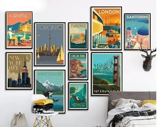 Плакат на холсте с изображением известного города, путешествия, Канады, Лондона, Нью-Йорка, италии