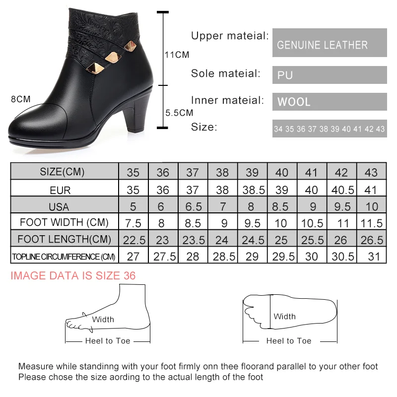 AIYUQI Women's Winter Boots 2023 New Genuine Leather Dress Women Boots Fashion Mid-heel Wool Warm Women's Ankle Boots