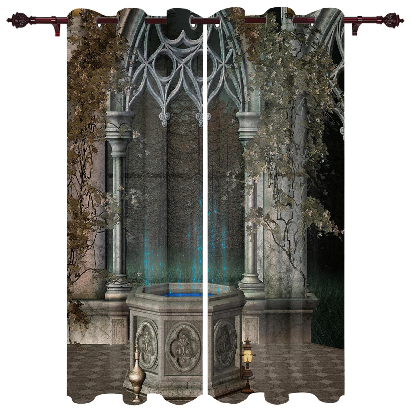 

Jungle Retro Style Window Curtains Kitchen Bedroom Fabric Drapes Curtain Home Draperies Curtains for Living Room