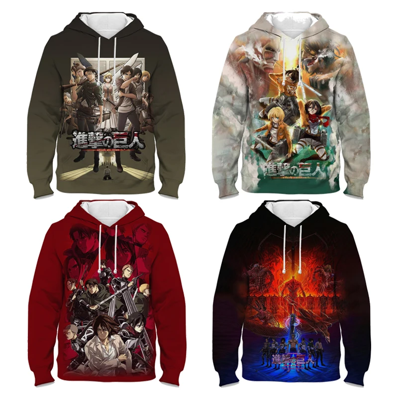 

Attack on Titan 3D Long Sleeve Hoodie Sun Protection Pullover Casual Kids Boys Girls Sweatshirt Bapes Jacket Streetwear Girls