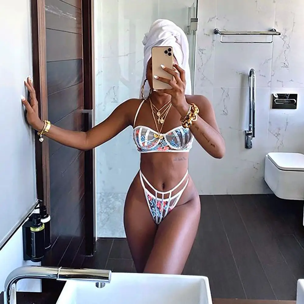 

Летние Новые поступления кружевные цветочные сексуальные прозрачные сетчатые бюстгальтеры и трусики