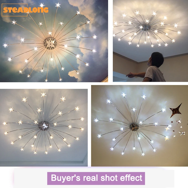 

Nordic Sky Star Ceiling Lamp Aimple Modern Bedroom Lamp Warm Romantic Creative Children's Room Lamp Living Room Lamp