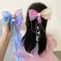 123pcs fashion childrens hair accessories pearl tassels bowknot ribbons braided headdresses summer girls princess hairpins