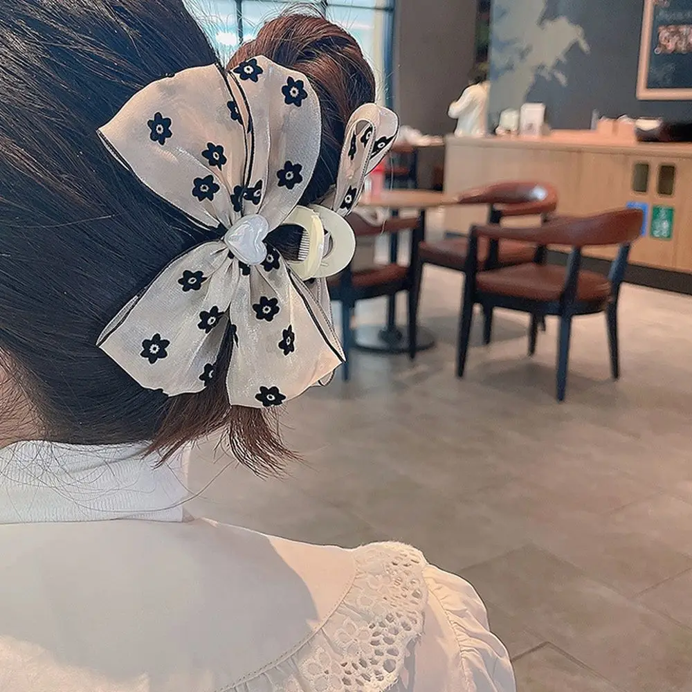 

Cute Wave Point Bow Hair Claw Japanese Korean Style Mesh Hair Crab Clip Women Hair Claws Headwear