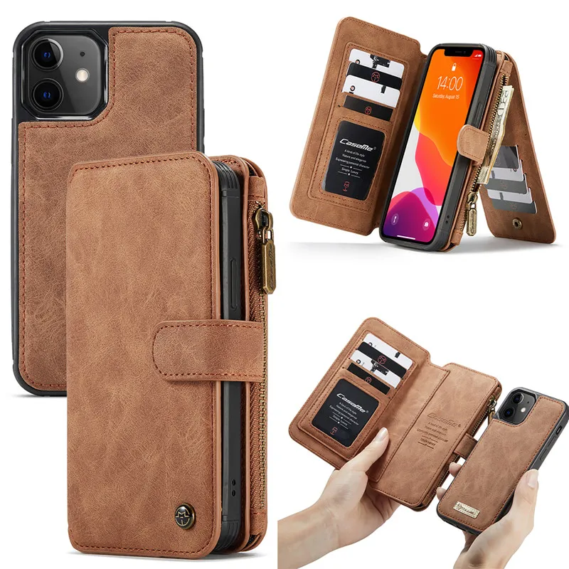 

Flip Leather Wallet Phone Case for iPhone 5 5S 6 6S 7 8 Plus SE 2020 13 12 Mini 11 Pro XS Max XR X Zipper Purse Card Cover Coque