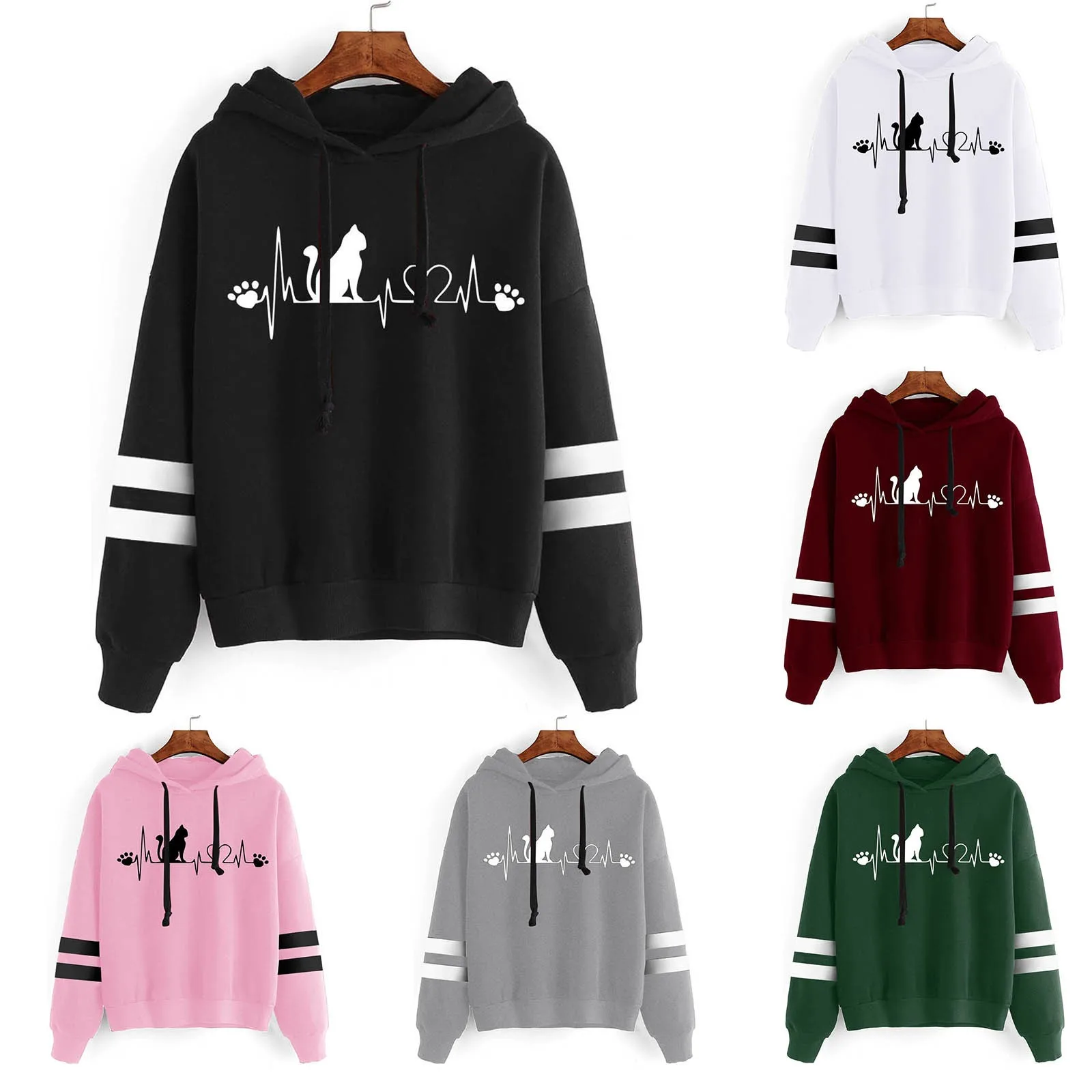 

Женская толстовка на молнии, Женская Полосатая толстовка с длинными рукавами и принтом, свитера, топы, блузка, легкая толстовка на молнии дл...