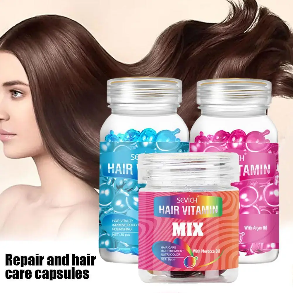 

9/30pcs/bottle Hair Vitamin Capsule Set Keratin Complex Oil Hair Care Oil Smooth Nourish Repair Damaged Treatment Serum