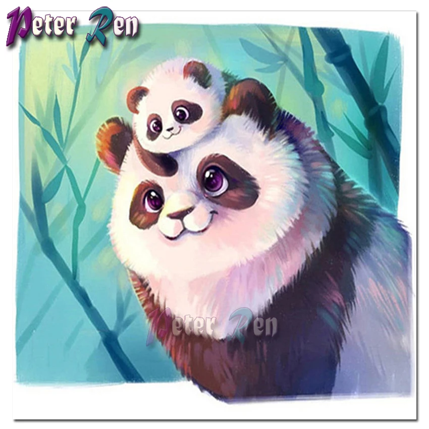 Животные 5d алмазная живопись вышивка мультфильм панда Медведь Cub DIY квадратная