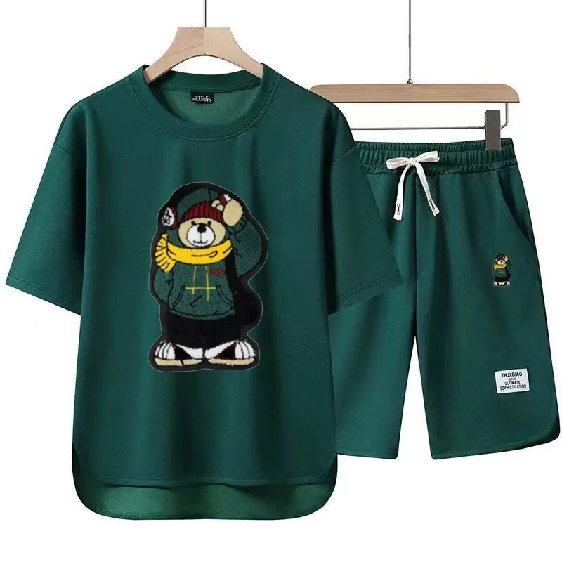 Summer men's Sportswear high-quality cotton T-shirt and shorts set casual fitness sports men's/women's two-piece set