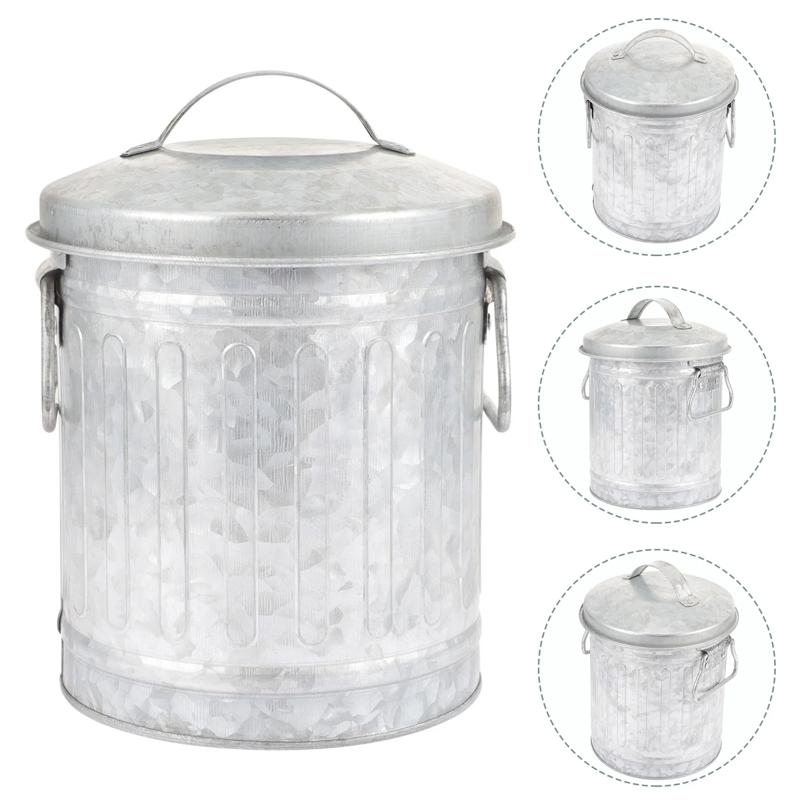 

Tin Flower Bucket Shaped Rubbish Bin Galvanized Wrought Iron Trash Office Decorative Mini Car Can