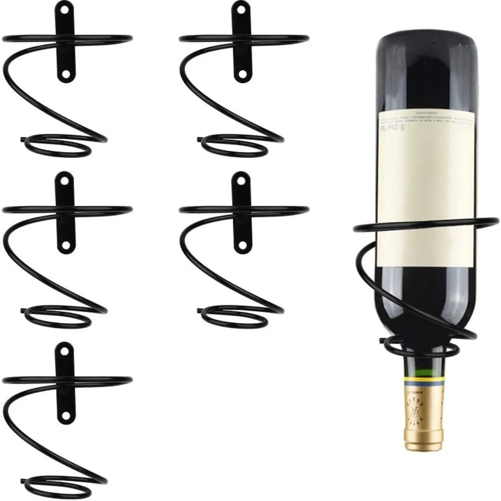 Черная металлическая настенная винная полка для красного вина с фоторамкой и