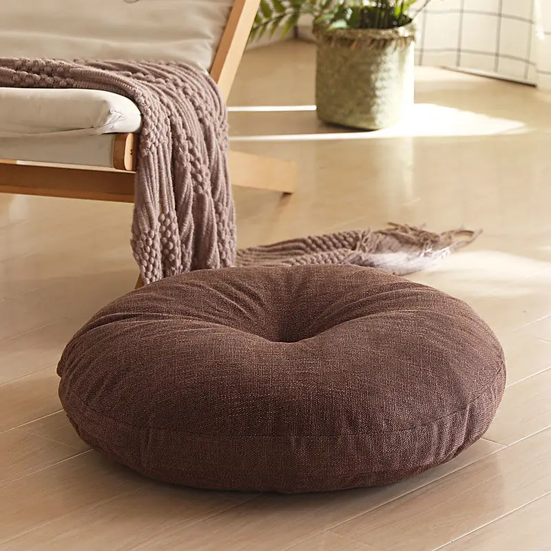 

Linen Futon Seat on The Ground Household Japanese Removable and Washable Thickened Large Tatami Mat Round Lazy Seat Cushion