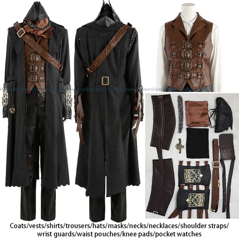 Cos аниме игры роли Gehrman Bloodborne Huntsman костюмы для косплея мужчин и женщин полный