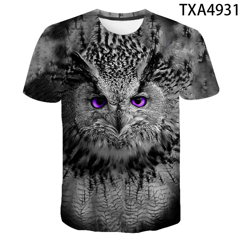 

2020 New Summer Printed 3D T-shirt Owl Men Women Children Summer Cool Tee Tops Male Streetwear Cool T Shirt Boy girl Kids