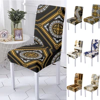 3d gold chain print spandex chair cover for dining room geometric chairs covers high back for living room party decoration