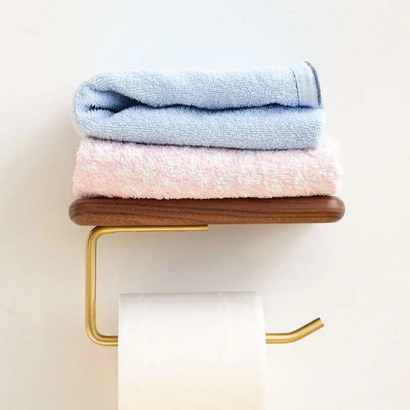 

Держатель для бумажных полотенец из твердой древесины, настенный держатель для салфеток в туалет, без перфорации, аксессуары для ванной ком...