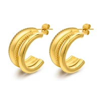 chic double tube hoop earring for womenstainless steel danity thick hoops