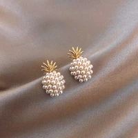 2021 fashion pineapple pearl stud earrings classic geometric pearl earrings for women new
