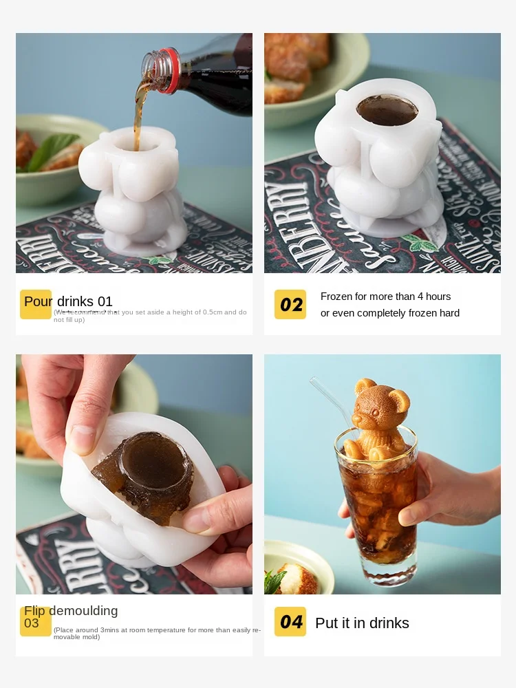 1 шт. силиконовая коробка для льда в виде медведя |