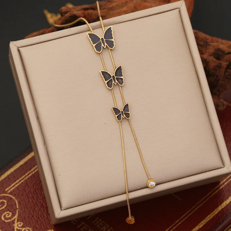 Draweye Necklaces for Women Butterfly Spring Summer Korean Fashion Sweet Jewelry Tassels Elegant Vintage Collares Para Mujer
