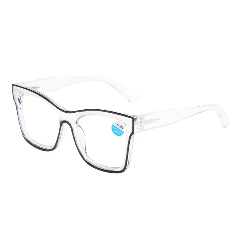 Модный дизайн большие квадратные очки для чтения синие блокирующие пружинные