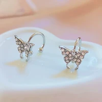 fashion ladies butterfly rhinestones ear clip hook adjustable elegant jewelry for women gift birthday date 2022