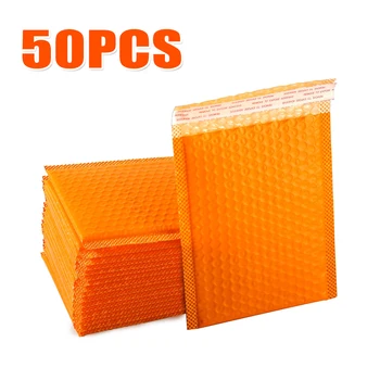 50PCS Bubble Mailers Orange Poly Bubble Mailer Self Seal Padded Gift Bag Packaging Envelope Bags Book Shipping Package Bag